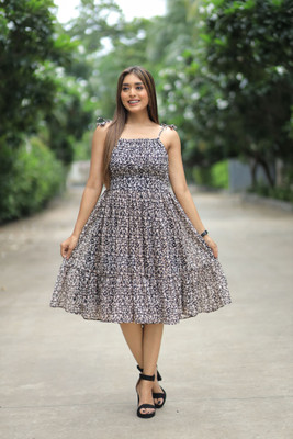 Fashion2wear Women Fit and Flare Multicolor Midi/Calf Length Dress