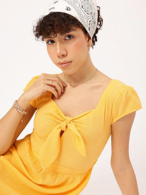 Dressberry Women A-line Yellow Mini/Short Dress