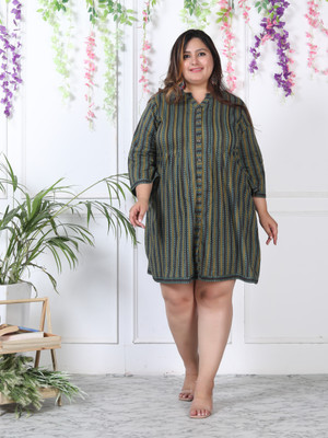 Swasti Women A-line Green Above Knee/Mid Thigh Length Dress