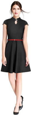 Vraj Textile Women Fit and Flare Black Knee Length Dress
