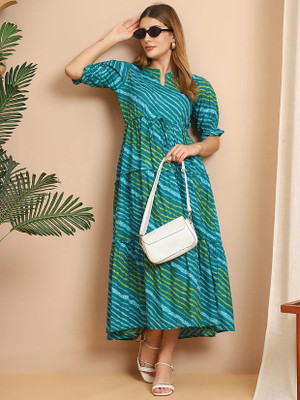 FabFinds Women A-line Multicolor Maxi/Full Length Dress
