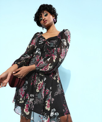 ATHENA Women A-line Black Knee Length Dress