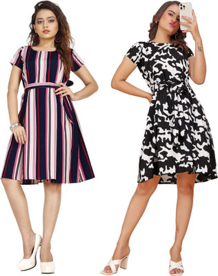 Rinra Women A-line Multicolor Knee Length Dress