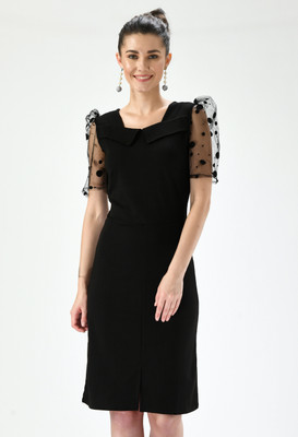 SAKSHI TRADER Women Bodycon Black Knee Length Dress
