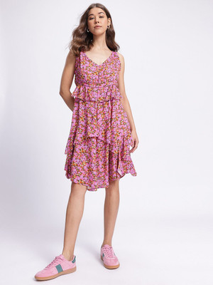 Dressberry Women A-line Pink Knee Length Dress