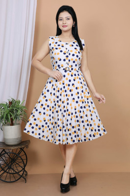 FANTABULASTIC Women Fit and Flare Light Green Below Knee Dress