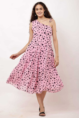 Stylespot Women A-line Pink Knee Length Dress