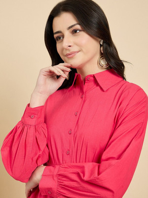 ZUMMER Women Shirt Pink Midi/Calf Length Dress