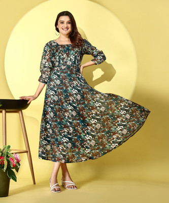 Fashion2wear Women Fit and Flare Multicolor Midi/Calf Length Dress