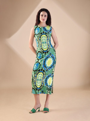 MILOST Women Bodycon Multicolor Midi/Calf Length Dress