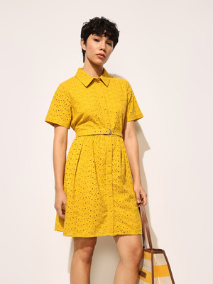 ONLY Women Shirt Yellow Above Knee/Mid Thigh Length Dress