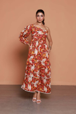 Hussky Women A-line Red Maxi/Full Length Dress