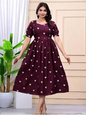 sanjya Women Gown Purple Midi/Calf Length Dress