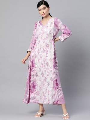 indibelle Women A-line Purple Midi/Calf Length Dress