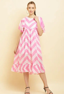 Fashion2wear Women A-line Pink Midi/Calf Length Dress