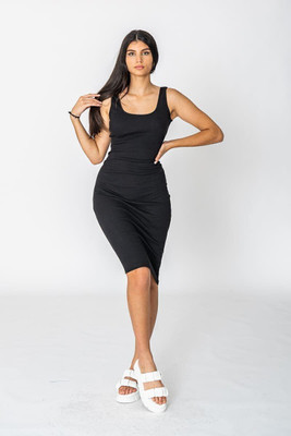 DESIGN PLUS FASHION Women Bodycon Black Above Knee/Mid Thigh Length Dress