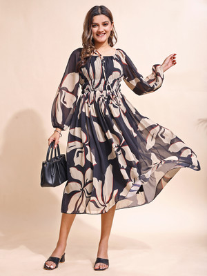 Attire Empire Women Fit and Flare Black Maxi/Full Length Dress