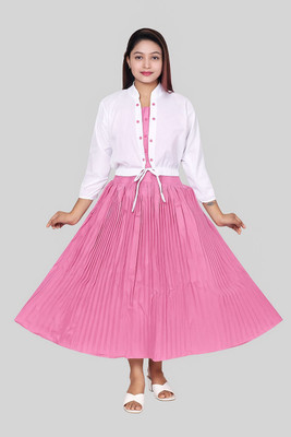 Aksha Fashion Women Fit and Flare Pink Knee Length Dress