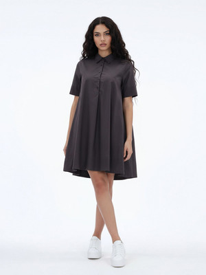 Glitchez Women T Shirt Brown Above Knee/Mid Thigh Length Dress