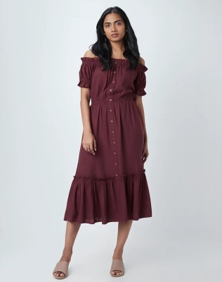 Selvia Women A-line Maroon Dress