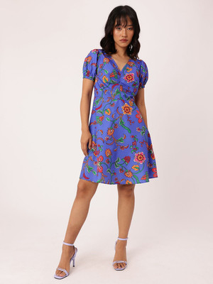 Dressberry Women A-line Blue Above Knee/Mid Thigh Length Dress