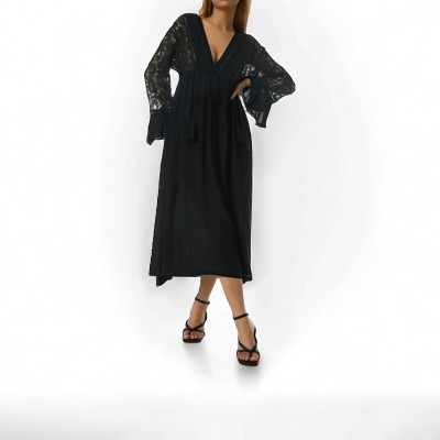 LYXAR Women A-line Black Dress