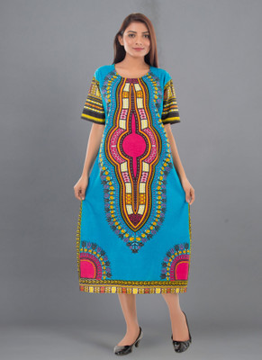 Ravaiyaa - Attitude Is Everything Women Ethnic Dress Light Blue Midi/Calf Length Dress
