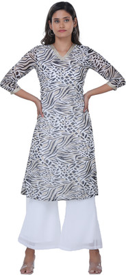 TSM Women A-line White, Black Knee Length Dress