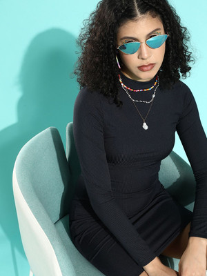 Tokyo Talkies Women Bodycon Dark Blue Knee Length Dress