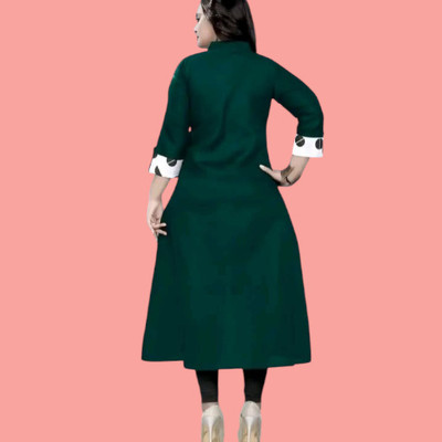 Texpa Pl Women Printed Straight Kurta(Green, Light Blue)