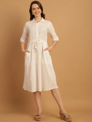 Aarsha Women A-line White Dress