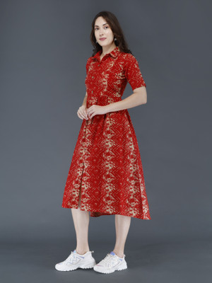 jbmart Women Printed Anarkali Kurta(Red)