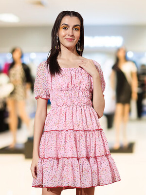 METRONAUT Women Fit and Flare Pink Mini/Short Dress