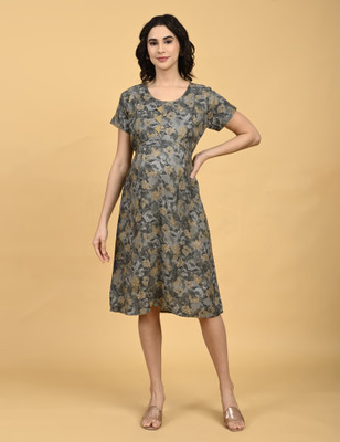 GOLDSTROMS Women A-line Grey Knee Length Dress