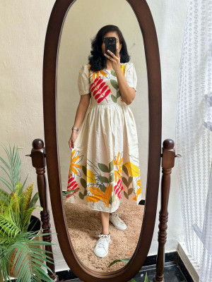 TRENDZEN Women Fit and Flare White Midi/Calf Length Dress