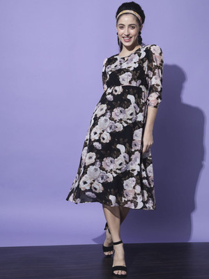 Moda Rapido Women A-line Yellow Midi/Calf Length Dress