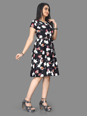 Threadhunter Women A-line Multicolor Above Knee/Mid Thigh Length Dress