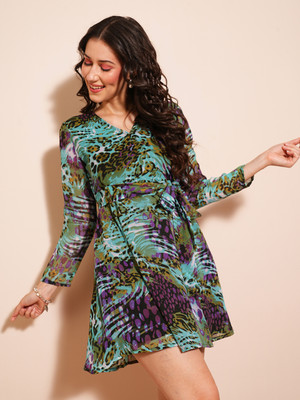 Globus Women Fit and Flare Multicolor Mini/Short Dress