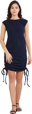 STYLE BEURUA Women Bodycon Dark Blue Above Knee/Mid Thigh Length Dress
