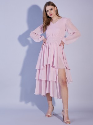 Freehand Women Layered Pink Dress