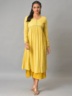 Aurelia Women Gown Yellow Midi/Calf Length Dress