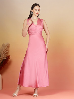 AAYU Women Maxi Pink Full Length Dress