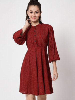 ANGOORI FASHION Women A-line Black, Red Above Knee/Mid Thigh Length Dress