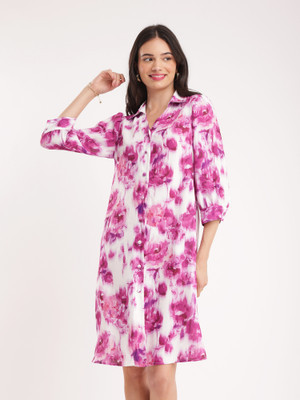 Fable Street Women A-line Pink Knee Length Dress