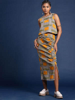 Taavi Women A-line Green, Yellow Maxi/Full Length Dress
