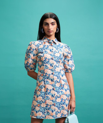 Tokyo Talkies Women Bodycon Blue, Pink, White Mini/Short Dress