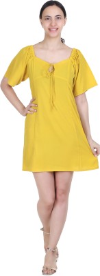 RAMAJIKK Women A-line Yellow Dress