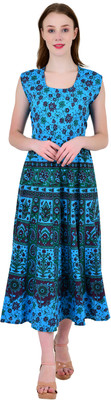 SDGP Women Fit and Flare Blue Midi/Calf Length Dress