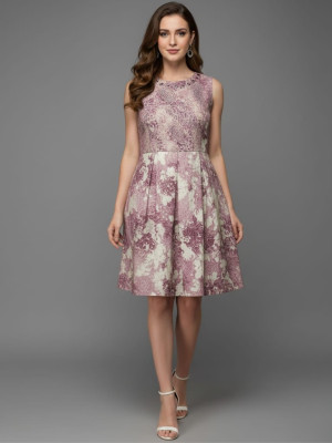 HANG N HOLD Women Fit and Flare Pink Above Knee/Mid Thigh Length Dress