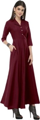 Rudraaksha Women Maxi Maroon Dress